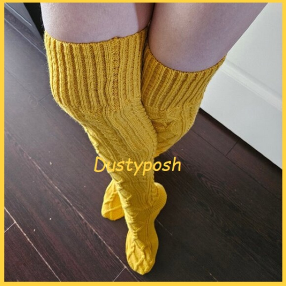 Cable Knit Over The Knee Socks OTK Lace Top Thigh High Bedroom Lingerie Fetish